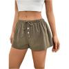 imageWomens Drawstring High Waisted Button Front Mini Shorts Loose Wide Leg Track Shorts Casual LoungeArmy Green