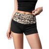 imageWomens Elastic Waist Skinny Mini Shorts Casual Low Rise Y2K Shorts LoungeBlack Leopard