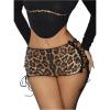 imageWomens Lace Up Rhinestone Leopard Shorts Elastic Low Waist Y2K Bodycon Mini Shorts ClubwearBrown