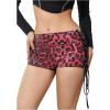 imageWomens Lace Up Rhinestone Leopard Shorts Elastic Low Waist Y2K Bodycon Mini Shorts ClubwearBurgundy