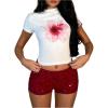 imageWomens Leopard Sequin Mini Shorts Drop Waist Skinny Y2K Shorts Club Rave BottomsRose Red