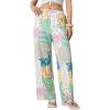 imageWomens Patchwork Graphic Pant Colorblock High Waisted Straight Leg Boho PantsGreen Multicolor
