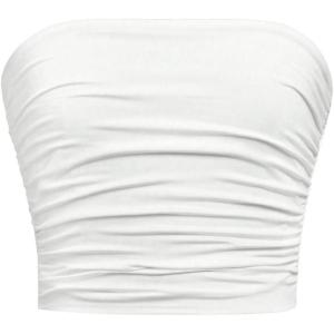 imageGirls Ruched Strapless Tube Top Sleeveless Cropped Bandeau Basic Summer Cute Tops for GirlsWhite