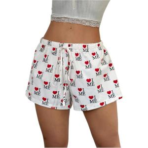 imageWomens Drawstring High Waisted Button Front Mini Shorts Loose Wide Leg Track Shorts Casual LoungeWhite Graphic