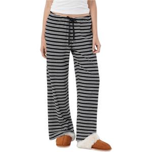 imageWomens Drawstring Waist Straight Streetwear Wide Leg Sweatpants Casual Loose Baggy Workout Long Summer PantsBlack Striped
