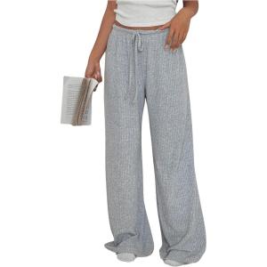 imageWomens Drawstring Waist Straight Streetwear Wide Leg Sweatpants Casual Loose Baggy Workout Long Summer PantsGrey