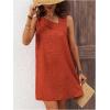imageWomens Asymmetrical Neck Sleeveless Tank Dress Textured Shift Tunic Dress Casual Summer DressBurnt Orange