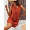 imageWomens Asymmetrical Neck Sleeveless Tank Dress Textured Shift Tunic Dress Casual Summer DressBurnt Orange