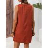 imageWomens Asymmetrical Neck Sleeveless Tank Dress Textured Shift Tunic Dress Casual Summer DressBurnt Orange