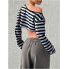 imageWomens Asymmetrical Off Shoulder Crop Tops Long Sleeve Ribbed Knit Lettuce Trim T ShirtsGrey