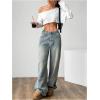 imageWomens Asymmetrical Off Shoulder Crop Tops Long Sleeve Ribbed Knit Lettuce Trim T ShirtsWhite