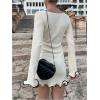 imageWomens Boat Neck Ruffle Wave Edge Bodycon Pencil Dress Long Sleeve Party Night Out Mini DressesApricot