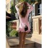 imageWomens Boat Neck Ruffle Wave Edge Bodycon Pencil Dress Long Sleeve Party Night Out Mini DressesPink