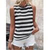 imageWomens Boho Tank Tops 2024 Causal Summer Sleeveless Vest Tops Geo Print Crewneck ShirtsBlack and White