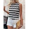 imageWomens Boho Tank Tops 2024 Causal Summer Sleeveless Vest Tops Geo Print Crewneck ShirtsBlack and White