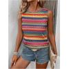 imageWomens Boho Tank Tops 2024 Causal Summer Sleeveless Vest Tops Geo Print Crewneck ShirtsMulticolor