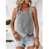 imageWomens Button Asymmetrical V Neck Striped Print Blouses Casual Sleeveless Tank Top Summer Shirt TopsBlack and White