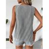 imageWomens Button Asymmetrical V Neck Striped Print Blouses Casual Sleeveless Tank Top Summer Shirt TopsBlack and White