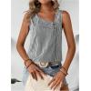 imageWomens Button Asymmetrical V Neck Striped Print Blouses Casual Sleeveless Tank Top Summer Shirt TopsBlack and White