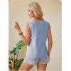 imageWomens Button Asymmetrical V Neck Striped Print Blouses Casual Sleeveless Tank Top Summer Shirt TopsBlue