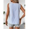 imageWomens Button Asymmetrical V Neck Striped Print Blouses Casual Sleeveless Tank Top Summer Shirt TopsBlue and White