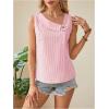imageWomens Button Asymmetrical V Neck Striped Print Blouses Casual Sleeveless Tank Top Summer Shirt TopsStriped Pink