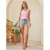 imageWomens Button Asymmetrical V Neck Striped Print Blouses Casual Sleeveless Tank Top Summer Shirt TopsStriped Pink