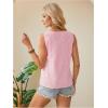 imageWomens Button Asymmetrical V Neck Striped Print Blouses Casual Sleeveless Tank Top Summer Shirt TopsStriped Pink