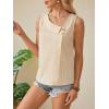 imageWomens Button Asymmetrical V Neck Striped Print Blouses Casual Sleeveless Tank Top Summer Shirt TopsYellow