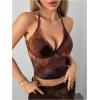 imageWomens Cherry Print Halter Camisole Tops Backless Slim Fit Crop Tops Coquette Streetwear Going Out Cami TopsMulticolor