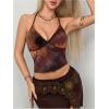 imageWomens Cherry Print Halter Camisole Tops Backless Slim Fit Crop Tops Coquette Streetwear Going Out Cami TopsMulticolor
