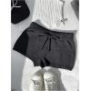 imageWomens Drawstring Drop Waisted Knit Mini Shorts Y2K Skinny Lounge Shorts Micro BottomsBlack