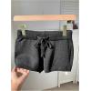 imageWomens Drawstring Drop Waisted Knit Mini Shorts Y2K Skinny Lounge Shorts Micro BottomsBlack