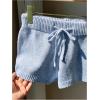 imageWomens Drawstring Drop Waisted Knit Mini Shorts Y2K Skinny Lounge Shorts Micro BottomsBlue