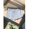imageWomens Drawstring Drop Waisted Knit Mini Shorts Y2K Skinny Lounge Shorts Micro BottomsBlue