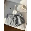 imageWomens Drawstring Drop Waisted Knit Mini Shorts Y2K Skinny Lounge Shorts Micro BottomsLight Grey