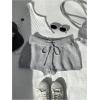 imageWomens Drawstring Drop Waisted Knit Mini Shorts Y2K Skinny Lounge Shorts Micro BottomsLight Grey