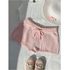 imageWomens Drawstring Drop Waisted Knit Mini Shorts Y2K Skinny Lounge Shorts Micro BottomsPink
