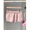 imageWomens Drawstring Drop Waisted Knit Mini Shorts Y2K Skinny Lounge Shorts Micro BottomsPink