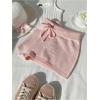imageWomens Drawstring Drop Waisted Knit Mini Shorts Y2K Skinny Lounge Shorts Micro BottomsPink