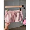 imageWomens Drawstring Drop Waisted Knit Mini Shorts Y2K Skinny Lounge Shorts Micro BottomsPink