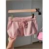 imageWomens Drawstring Drop Waisted Knit Mini Shorts Y2K Skinny Lounge Shorts Micro BottomsWatermelon Pink