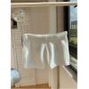 imageWomens Drawstring Drop Waisted Knit Mini Shorts Y2K Skinny Lounge Shorts Micro BottomsWhite