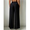 imageWomens Drawstring Waist Slit Bathing Suit Cover Up Swim Pants Sheer Tie Front Swim Cover Ups SwimwearBlack