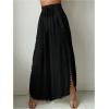 imageWomens Drawstring Waist Slit Bathing Suit Cover Up Swim Pants Sheer Tie Front Swim Cover Ups SwimwearBlack