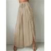 imageWomens Drawstring Waist Slit Bathing Suit Cover Up Swim Pants Sheer Tie Front Swim Cover Ups SwimwearKhaki