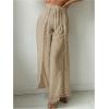 imageWomens Drawstring Waist Slit Bathing Suit Cover Up Swim Pants Sheer Tie Front Swim Cover Ups SwimwearKhaki