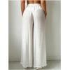 imageWomens Drawstring Waist Slit Bathing Suit Cover Up Swim Pants Sheer Tie Front Swim Cover Ups SwimwearWhite