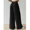 imageWomens Elastic Drawstring Waist Wide Leg Pants Loose Fit Sheer Cover Up Beach Pants Lounge with PocketBlack
