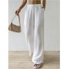 imageWomens Elastic Drawstring Waist Wide Leg Pants Loose Fit Sheer Cover Up Beach Pants Lounge with PocketWhite